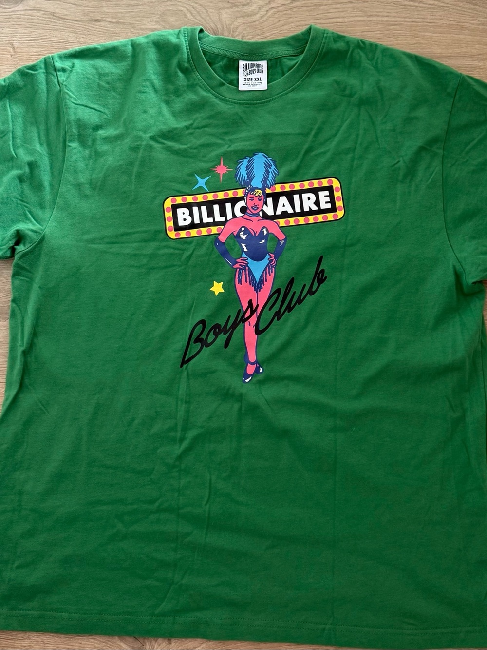 Billionaire Boys Club Green Tee with Showgirl Graphic